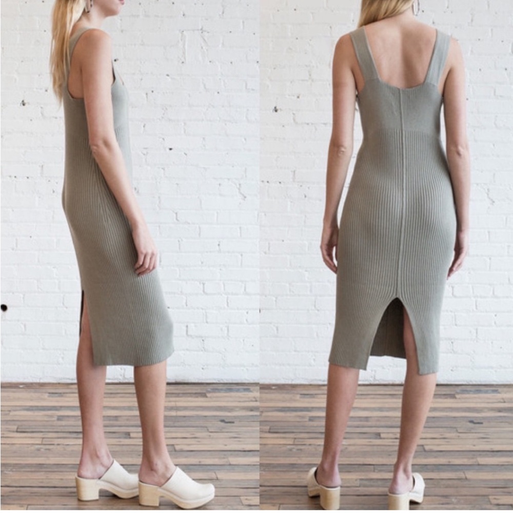 LAUREN MANOOGIAN RIB Cotton and Cashmere DRESS IN IVORY size M